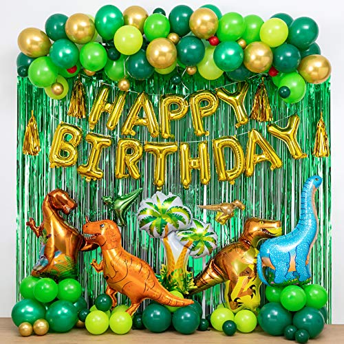 Dinosaur Birthday Party Decorations&Balloons Arch Garland Kit(Gold,Green),Dinosaurs Balloons,Happy Birthday Balloons,Curtains,for Dino Themed Kid's Party,Shower,Celebration. Dinosaur Birthday Party Decorations&Balloons Arch Garland Kit(Gold,Green),Dinosaurs Balloons,Happy Birthday Balloons,Curtains,for Dino Themed Kid's Party,Shower,Celebration.